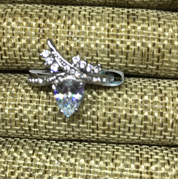 Ring-Silver Oval Diamond