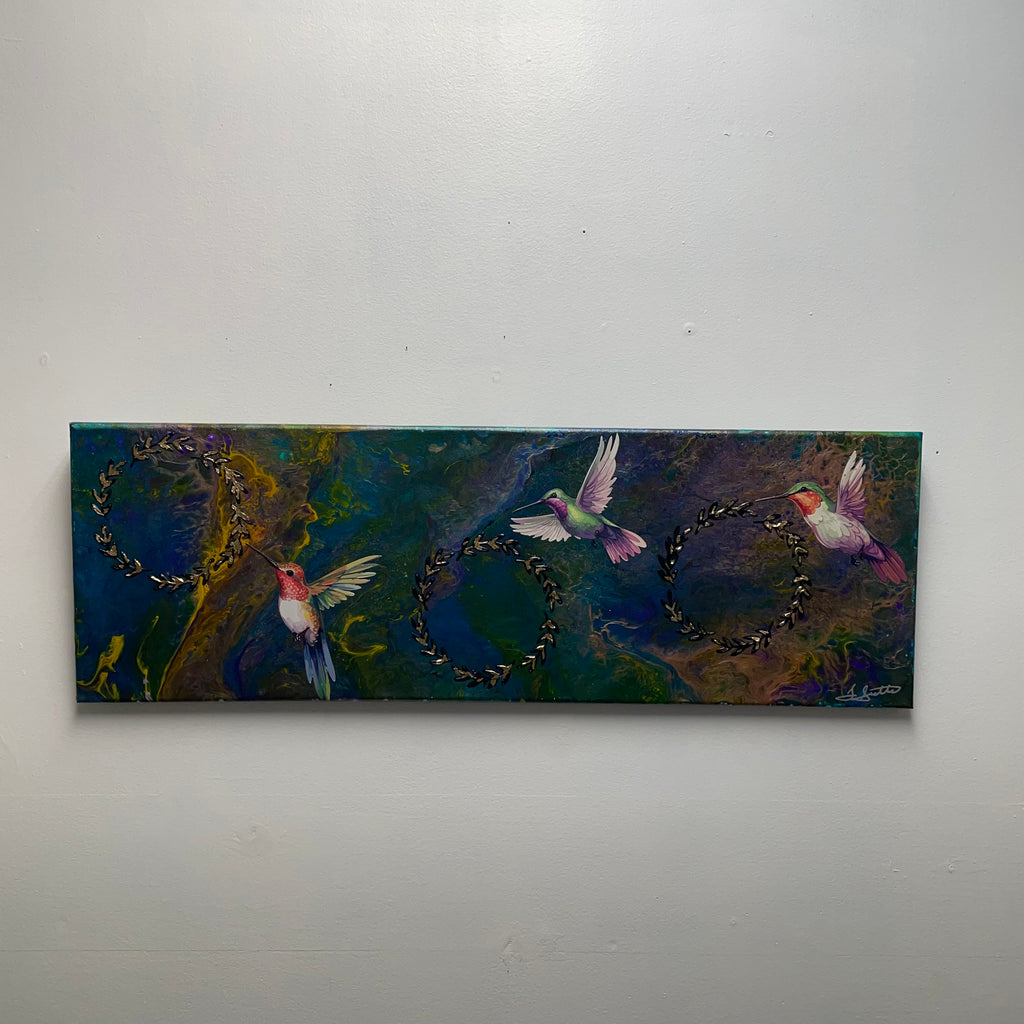 12"x24"Mix-Media HummingBird Canvas