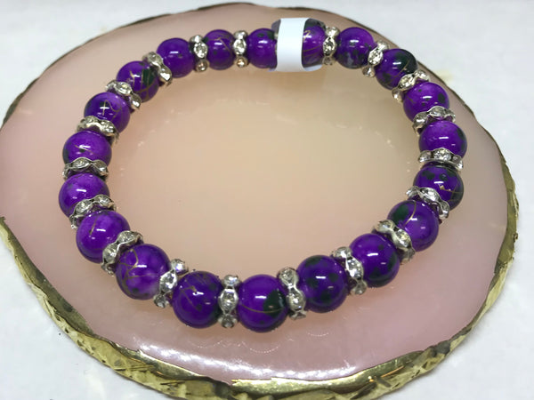 Bracelets-Purple/Silver Stone