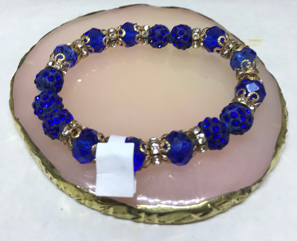 royal blue with gold/rhinestone accent 