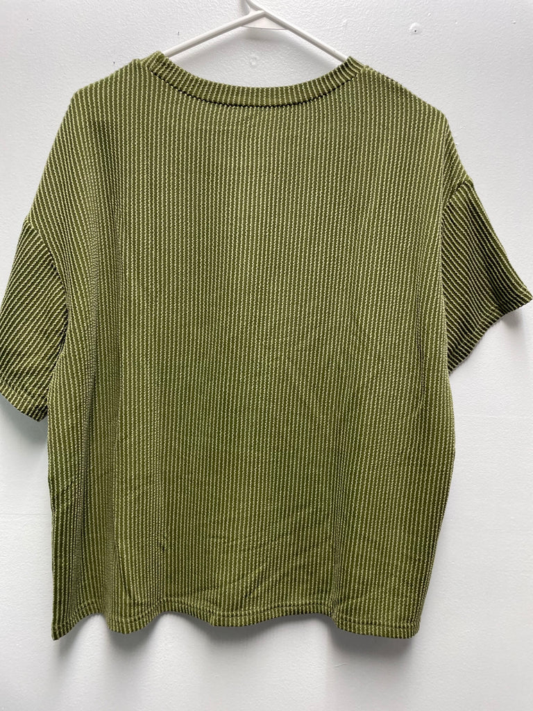 Mossy Green Ribbed Shorts and short sleeve top Set Whitney Wilkins