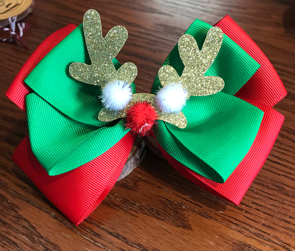Christmas Bow/Red/Green/Gold Antlers 
