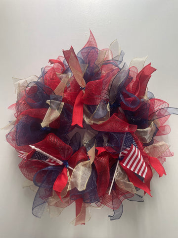 Red White Blue Wreath w/Flags