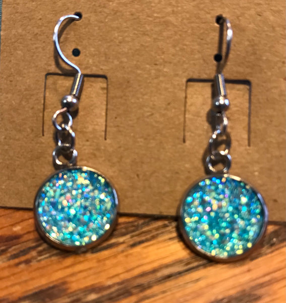 Silver Drop Earrings-BLUE