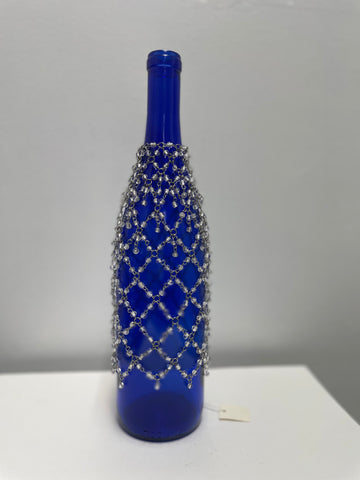 Cobalt Blue Bottle w/Beaded Cover