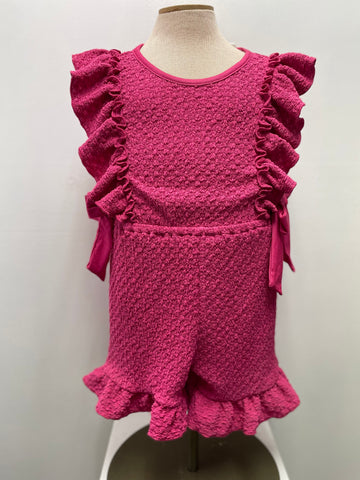 Kids Fushia Jumper w/ruffle sleeves w/bow on sides