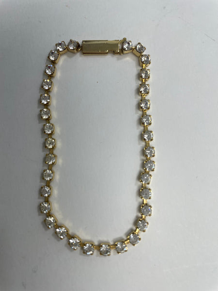Gold Nugget w/Rhinestone Bracelet
