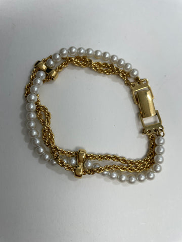 Gold Chain w/pearl strand Bracelet