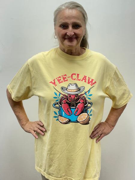 Comfort Color T-Shirts-Yellow YEE-Claw-lobster in pot