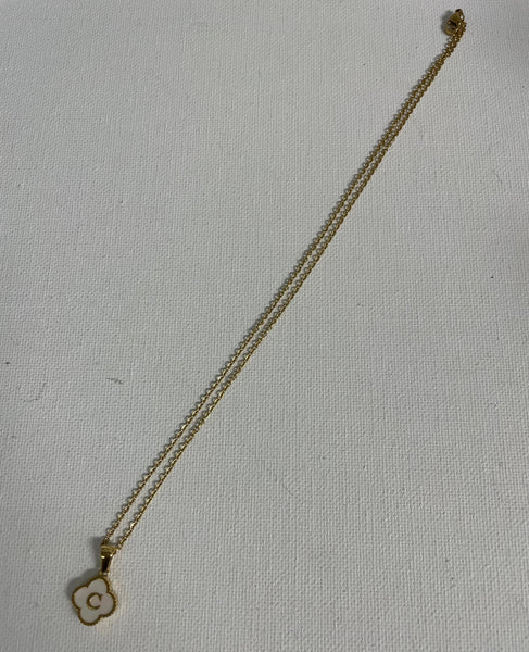 17" Gold Necklace w/Octagon white letter C