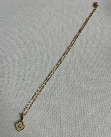 17" Gold Necklace w/Octagon white letter C