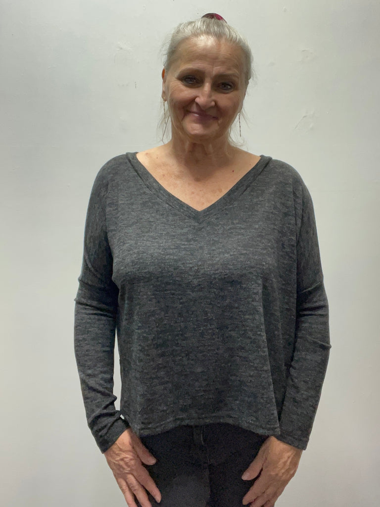 Something Somewhere Gray/Black V-Neck Sweater