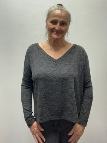 Something Somewhere Gray/Black V-Neck Sweater