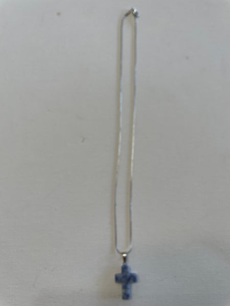 Cross Necklaces Shirley Ollison-blue/white 1"