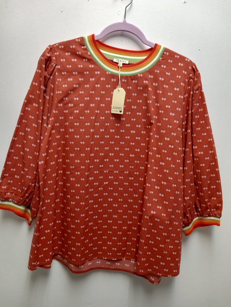 Jodifl Burnt Orange Floral Mid-Sleeve Top | Boho Fall Style