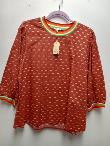 Jodifl Burnt Orange Floral Mid-Sleeve Top | Boho Fall Style