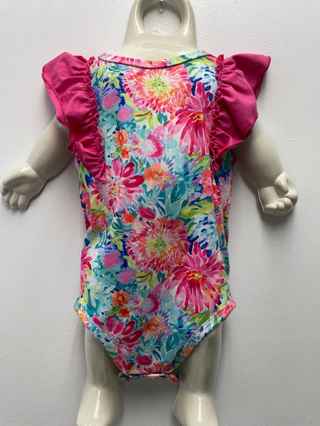 Kids Multi Color Onesie w/ruffle sleeve