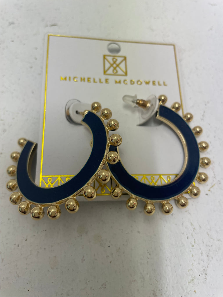 Large Michelle MacDowell Navy w/gold beaded studs