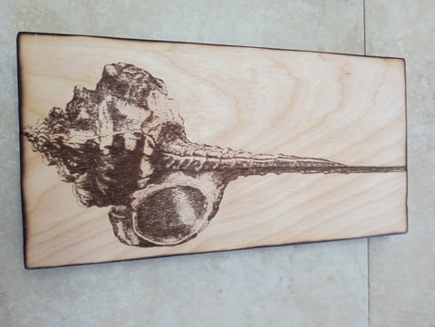 Laser Engraved Wood Art-Sea Shell