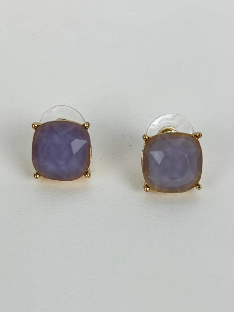 Lavender Stone Stud Earrings in Gold Setting – Elegant Everyday Jewelry Courtney Fox