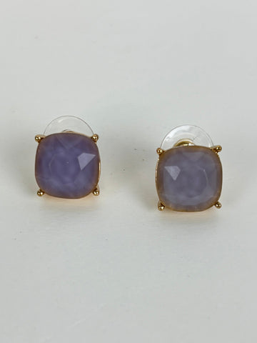 Lavender Stone Stud Earrings in Gold Setting – Elegant Everyday Jewelry Courtney Fox