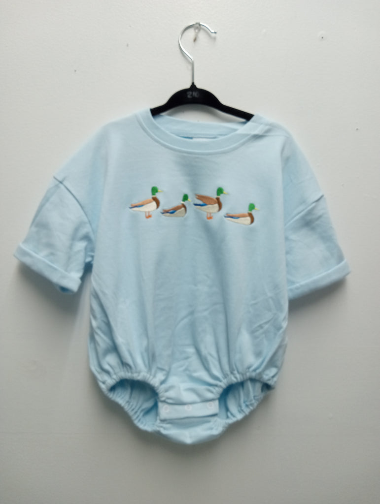 Levi Lane Blue Four Ducks Bubble Romper for Boys