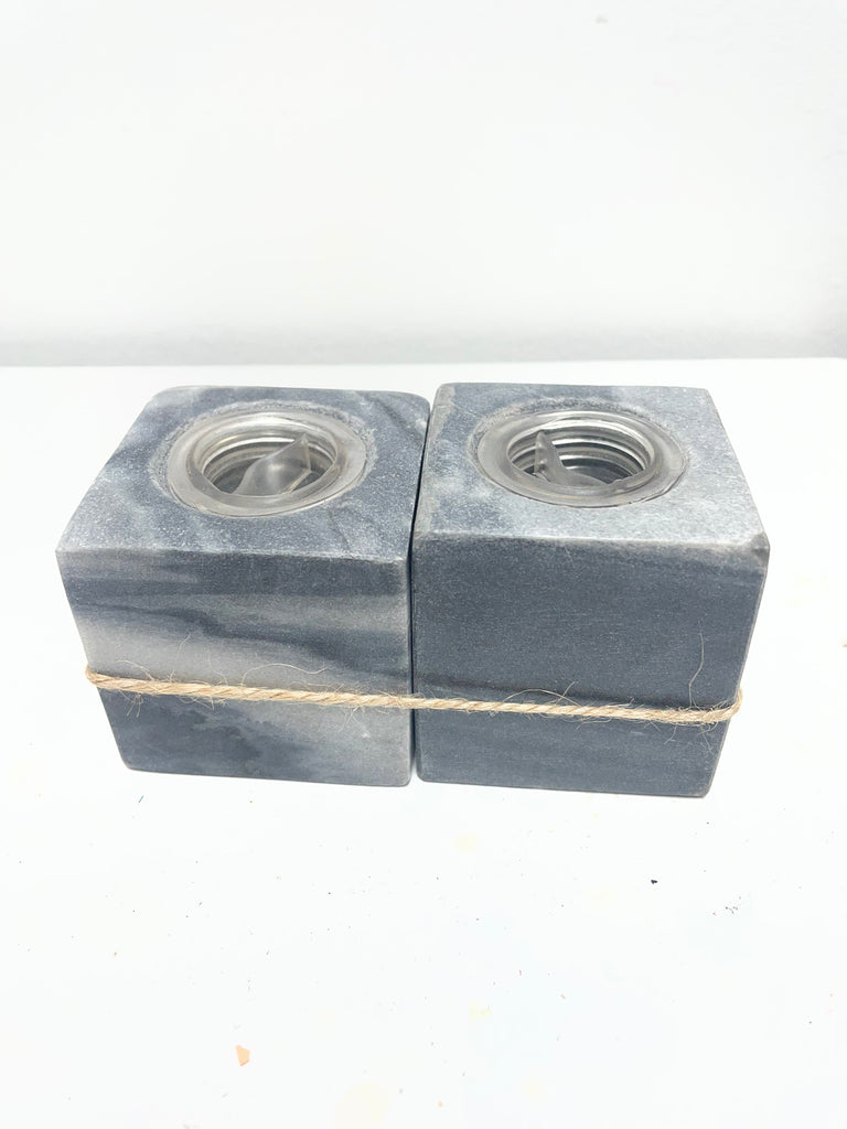 2"x 2"  Gray & Black Marble Salt & Pepper Shakers Brittany Wilson