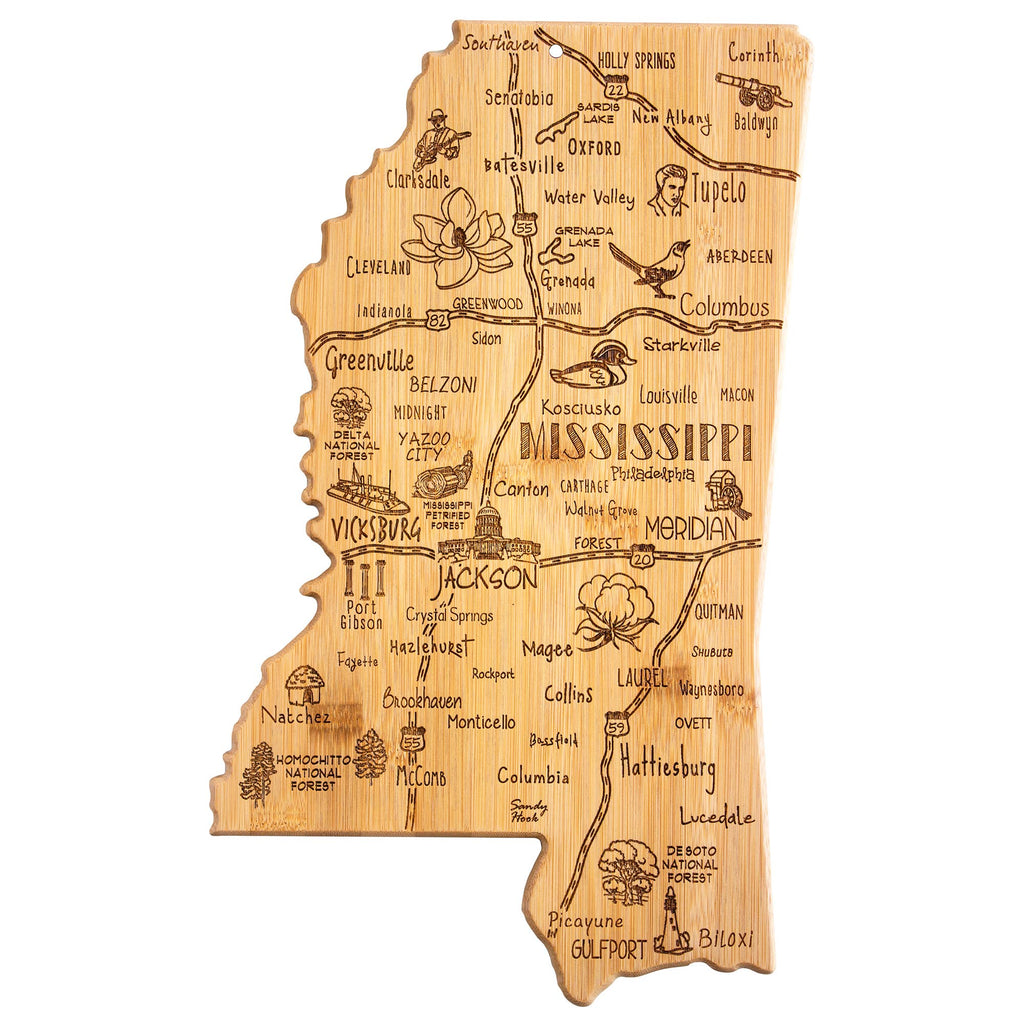 Destination Mississippi Cutting Board with Engraved Artwork Totally Bamboo