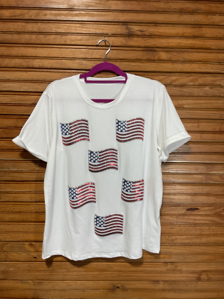 White American Flag T-Shirt | Patriotic Graphic Tee Amanda Queen