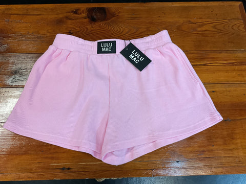 LULU MAC Waffle Shorts | Soft Casual Shorts in Pink & Blue