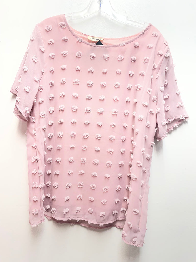 Light Pink Swiss Dot Top XL | Anna Caci Textured Blouse for Women