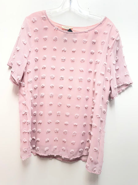 Light Pink Swiss Dot Top XL | Anna Caci Textured Blouse for Women