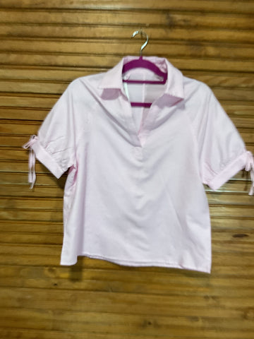 Pink & White Stripe V-Neck Top – Chic Women's Tee Amanda Queen