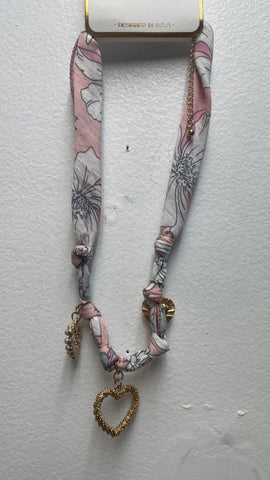 Heart Bandana Necklace with romantic design.-Pink