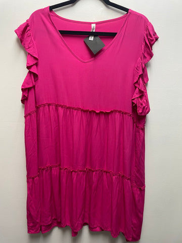 Pink Tiered Dress XL | Zenana V-Neck Flowy Midi Dress for Women OhhMy! Gifts and Things, LLC