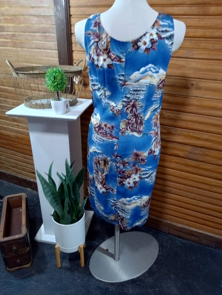 Prelove--The Hawaiian Original Dress/Medium/blue w/floral and side tie OhhMy! Gifts and Things, LLC