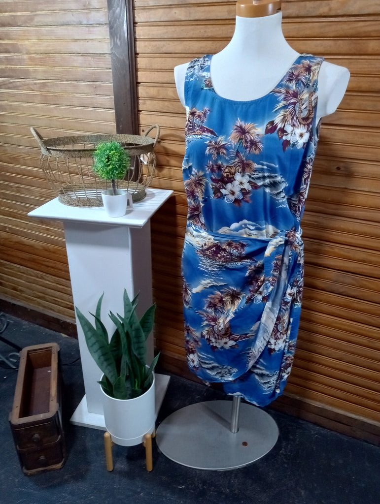 Prelove--The Hawaiian Original Dress/Medium/blue w/floral and side tie OhhMy! Gifts and Things, LLC