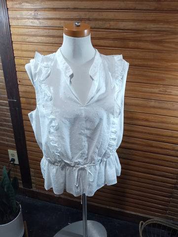 Prelove Ann Taylor XL-White blouse w/front tie