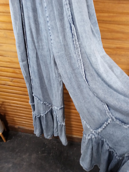 Preloved Oli & Hali  Denim Jumper w/extra wide legs/spaghetti straps