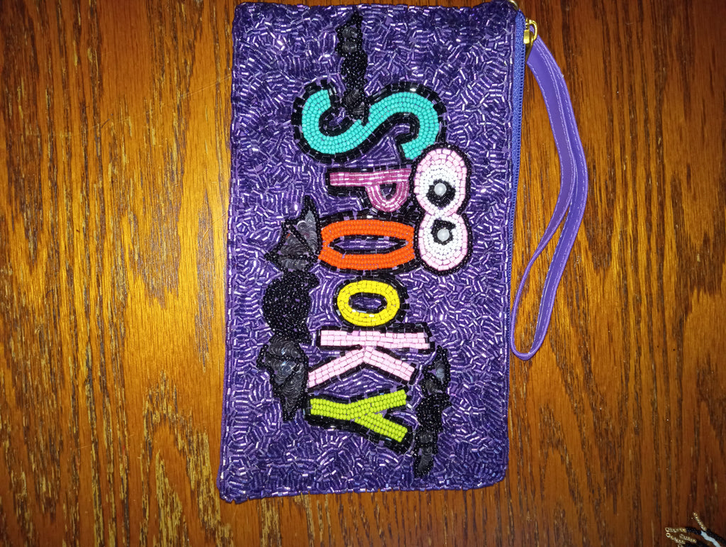 Purple Beaded Wristlet w/Spooky OhhMy! Gifts and Things, LLC
