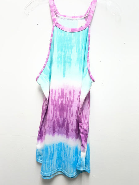 Purple Blue Tie Dye Tank Top Large | Spaghetti Strap Cami for Women Shirley Ollison