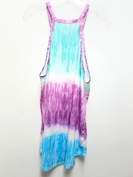 Purple Blue Tie Dye Tank Top Large | Spaghetti Strap Cami for Women Shirley Ollison