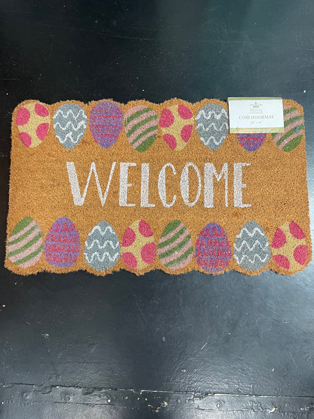 Royal Standard 30x18 Easter doormat-welcome w/colorful easter egg print