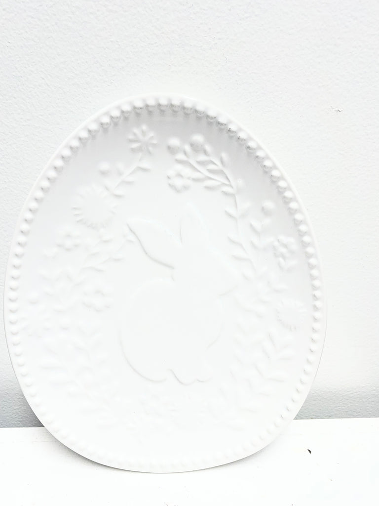 Royal Standard Embossed Bunny Plate 7.25"x8.75" White Floral Serving Platter