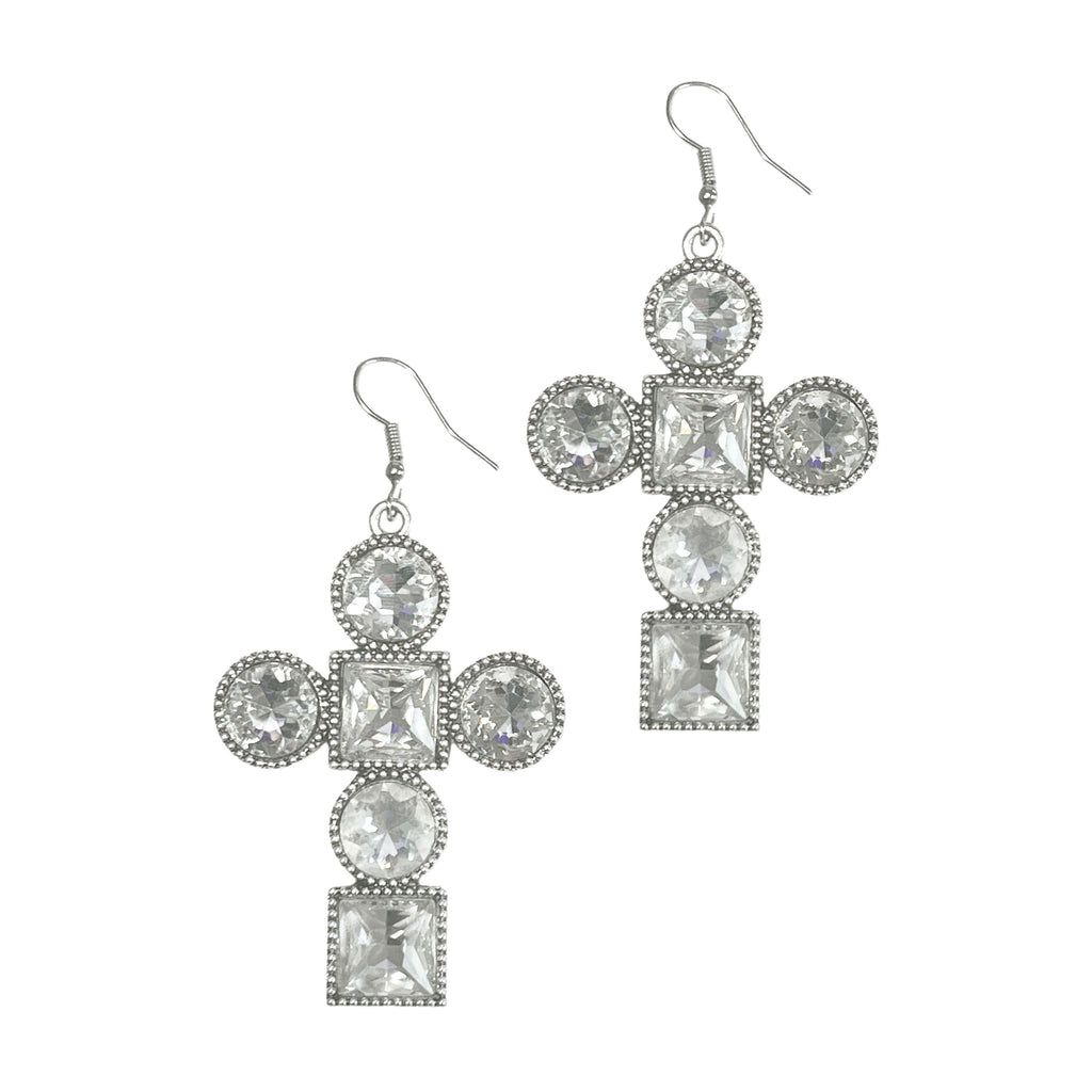 Crystal Cross Earrings Grace+Emma
