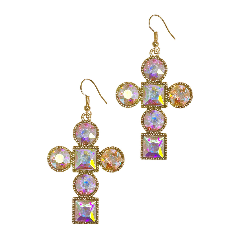 Crystal Cross Earrings in Gold Grace+Emma