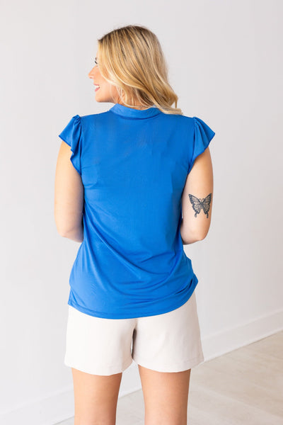 The Nicole V-Neck Top, Blue Grace+Emma