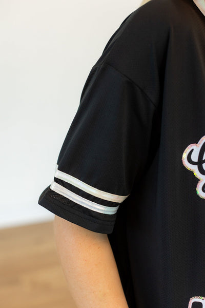 Gameday Black Jersey With Iridescent Sequin Grace+Emma