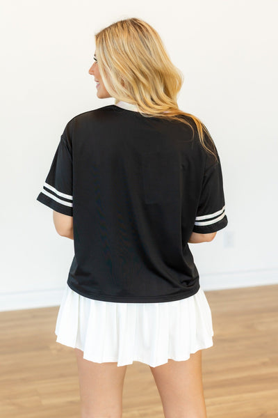 Gameday Black Jersey With Iridescent Sequin Grace+Emma