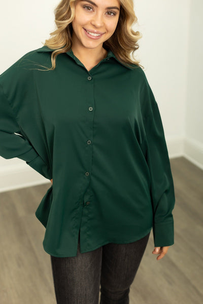 Kathryn Classic Button-Up, Forest Green Grace+Emma
